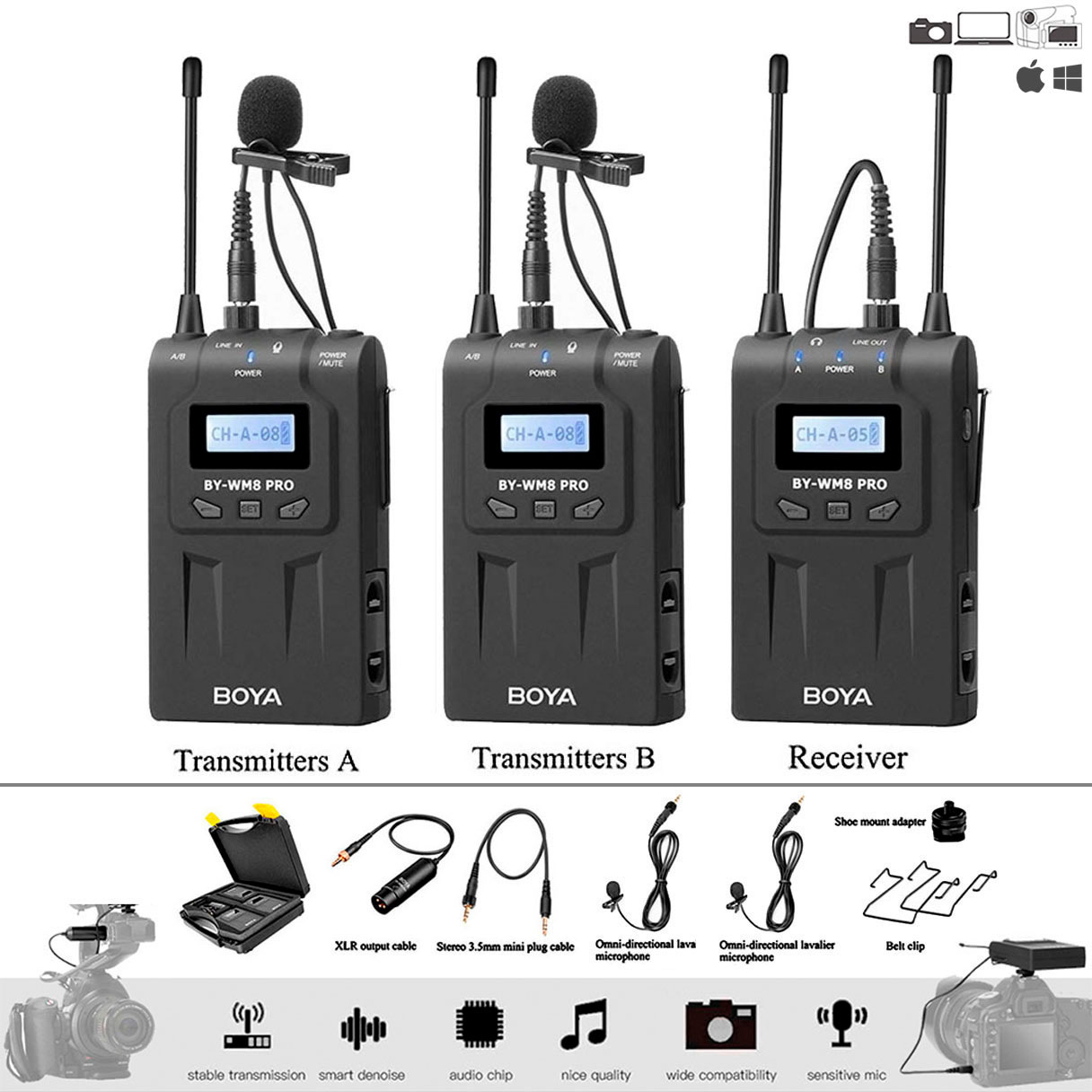 BOYA BY-WM8 PRO-K2 / UHF para 2 Personas · imagen 1